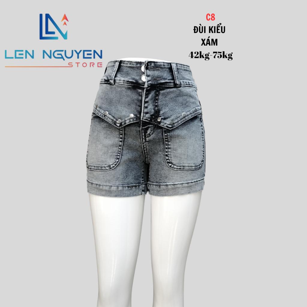 C8_Quần jean nữ, đùi, lưng cao, quần bò nữ dáng ôm, quần rin nữ có big size, cho 42kg đến 75kg,LEN NGUYEN STORE - Xanh Nhạt