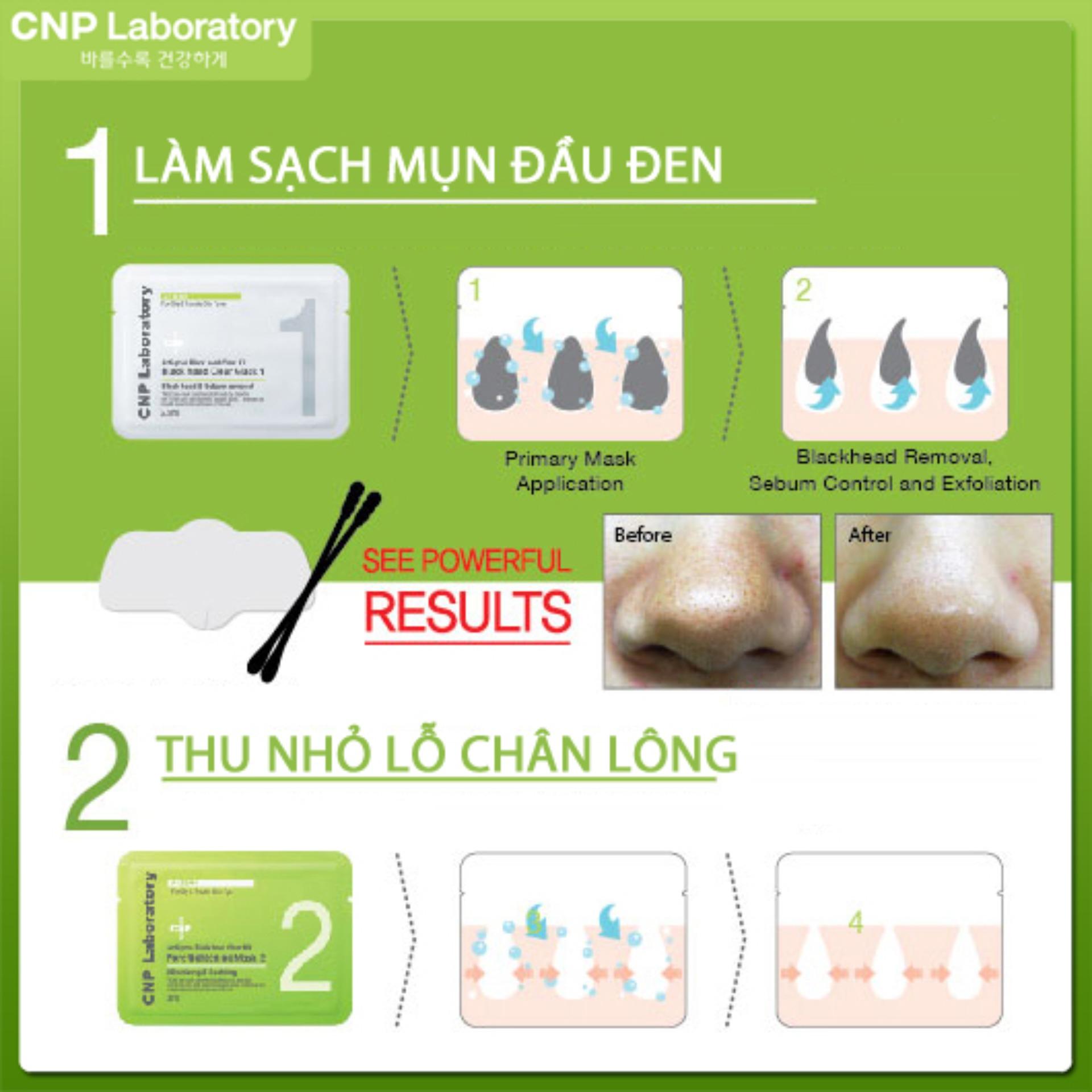 Bộ mặt nạ làm sạch mụn đầu đen 2 trong 1 CNP Laboratory Anti-Pore Black Head Clear Kit (10x5.5ml)