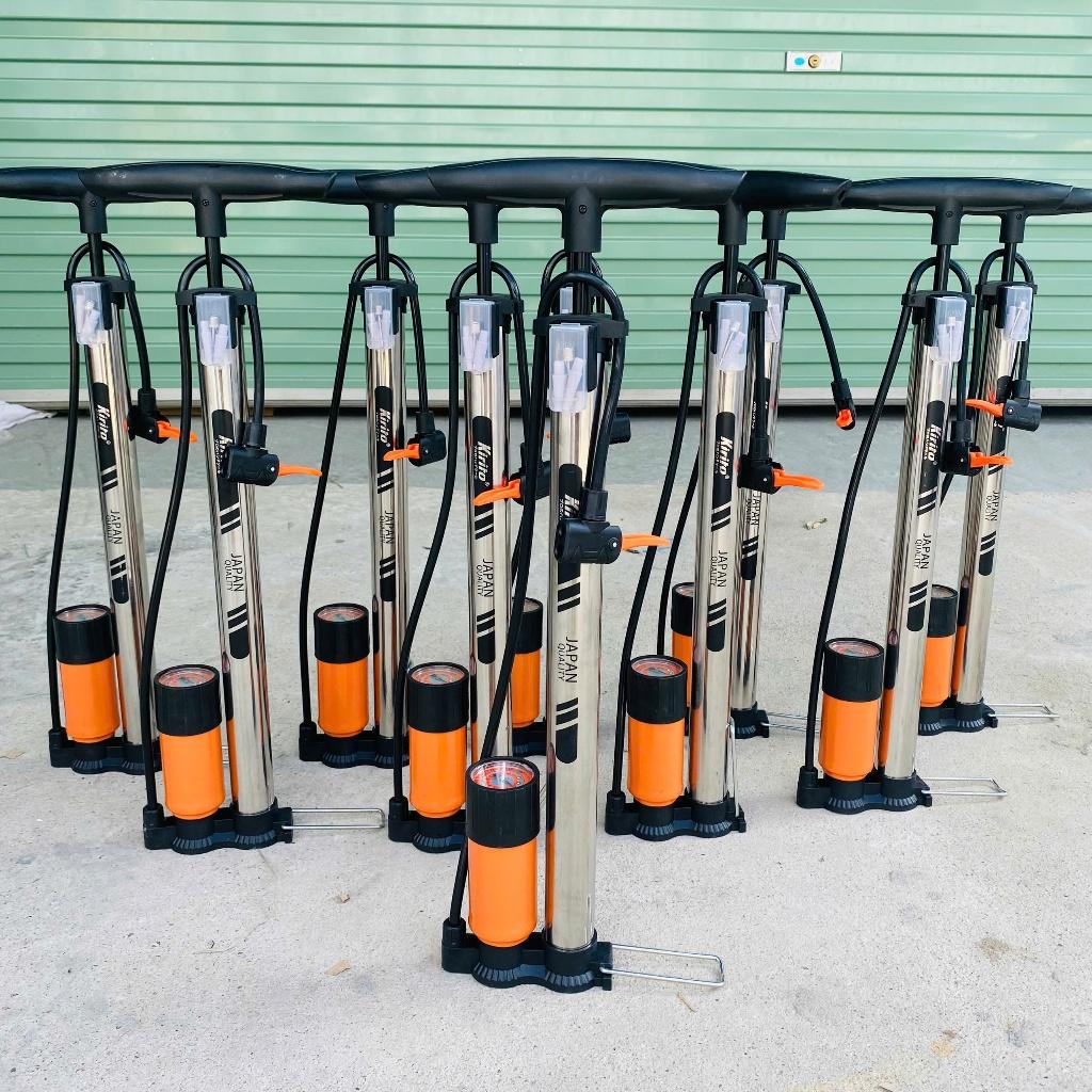 Bơm xe đạp, xe máy thân inox thương hiệu Kirito nhật bản có đầu bơm bóng, bơm đệm - Bơm inox Kirito