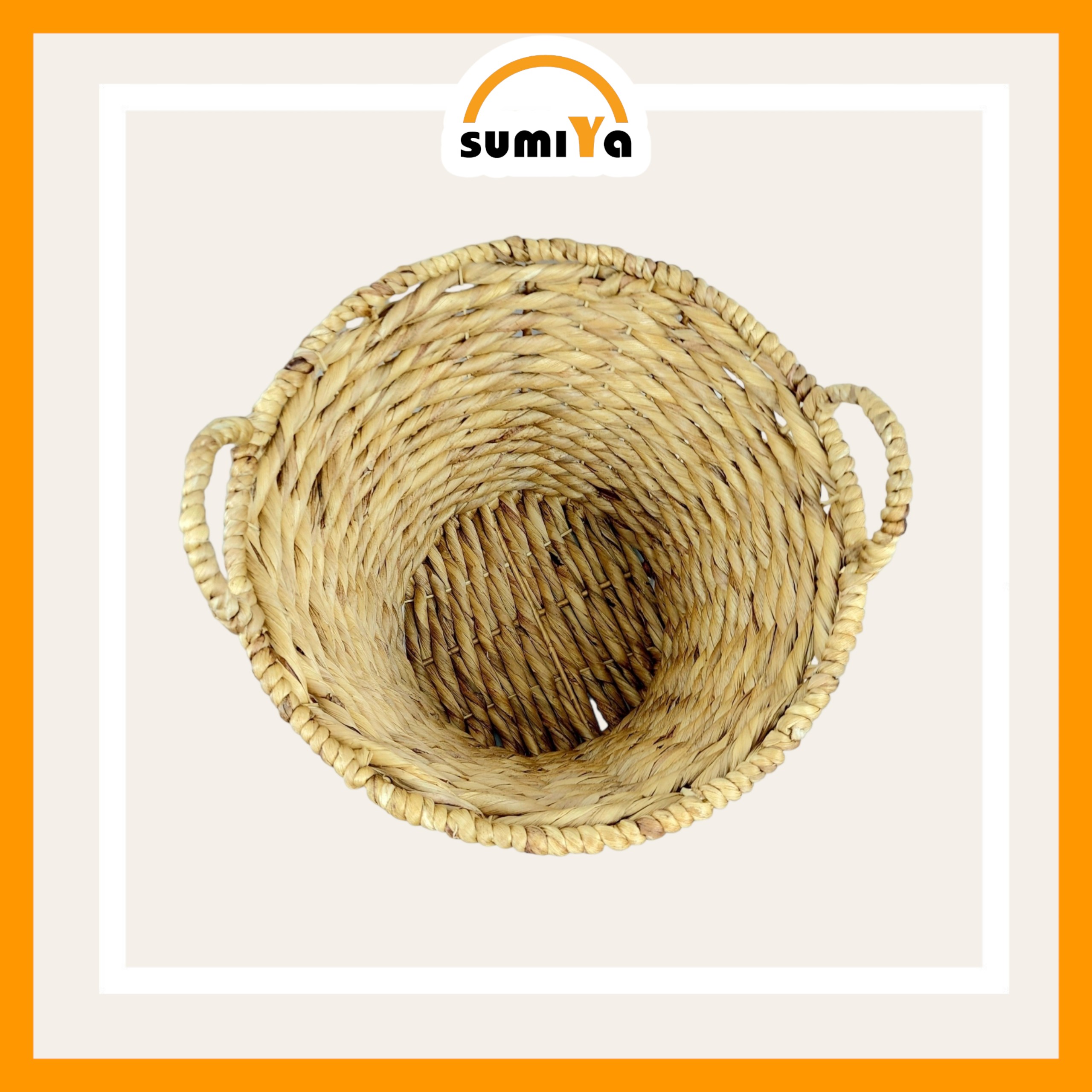Giỏ lục bình tròn đan rối có quai đựng đồ dùng quần áo
