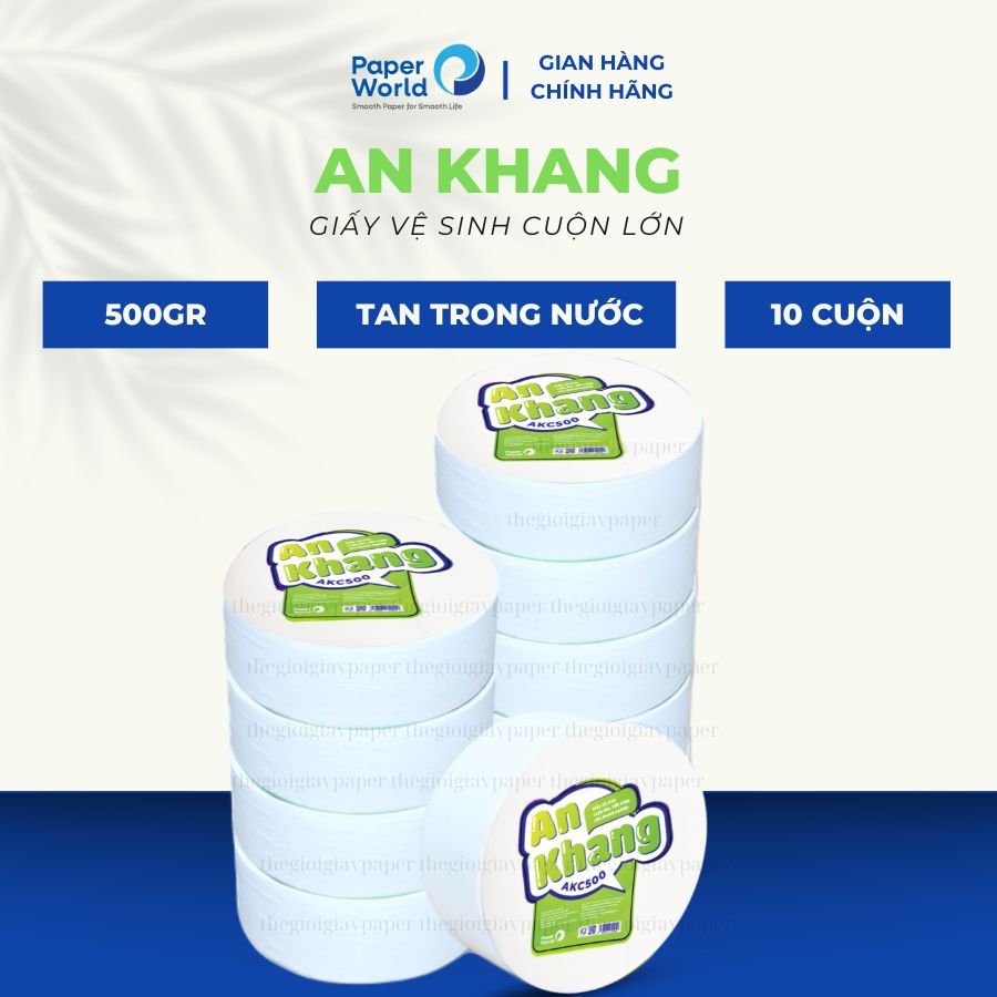 Combo 10 cuộn giấy vệ sinh lớn An Khang AKC500 hai lớp loại 500gr