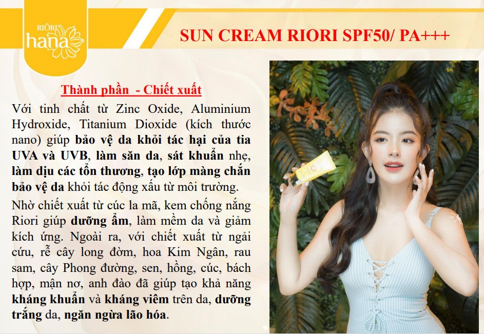 Kem Chống Nắng SPF 50, PA +++ RIORI SUN CREAM 50g