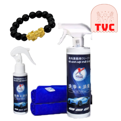 Combo 2 Chai Vệ Sinh Ô Tô Xwash For Car Tặng Kèm Khăn Lau Xe và Vòng Tay Phong Thủy