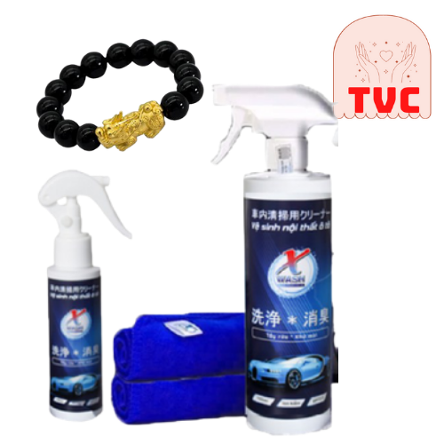 Combo 2 Chai Vệ Sinh Ô Tô Xwash For Car ( chai 500ml và 100ml) Tặng Kèm Khăn Lau Xe và Vòng Tay Phong Thủy