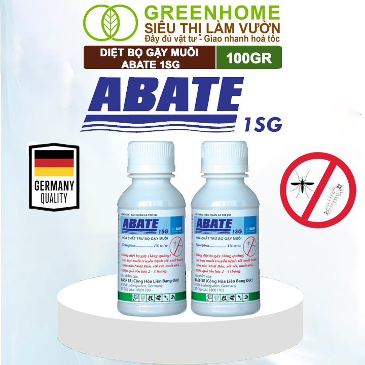 Chế Phẩm Diệt Bọ Gậy, Muỗi Greenhome, Abate 1SG, Chai 100Gr, Ngắn Ngừa Bệnh Sốt Xuất Huyết, Sốt Rét