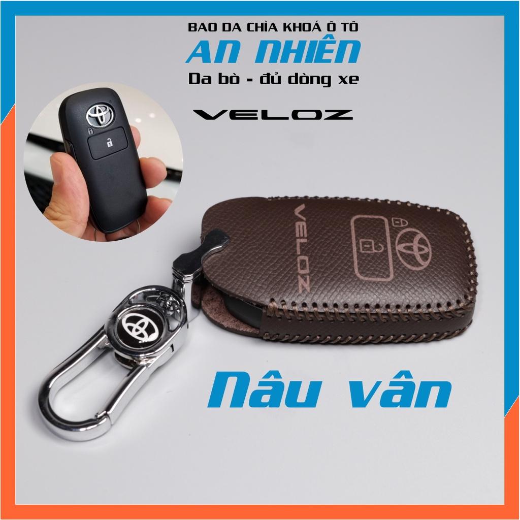 Bao da dành cho móc khoá bọc ốp chìa khoá xe ô tô Toyota Raize, Veloz, Avanza, da bò, nhiều màu, khâu thủ công ToRVLA