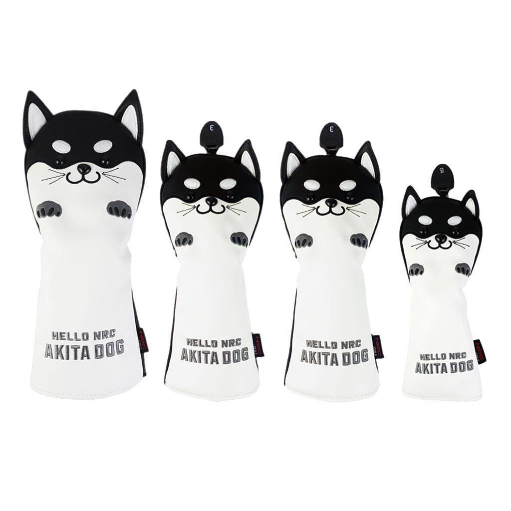 4x Golf  Covers  3 5 UT Driver Headcover Cute Dog Shape Black