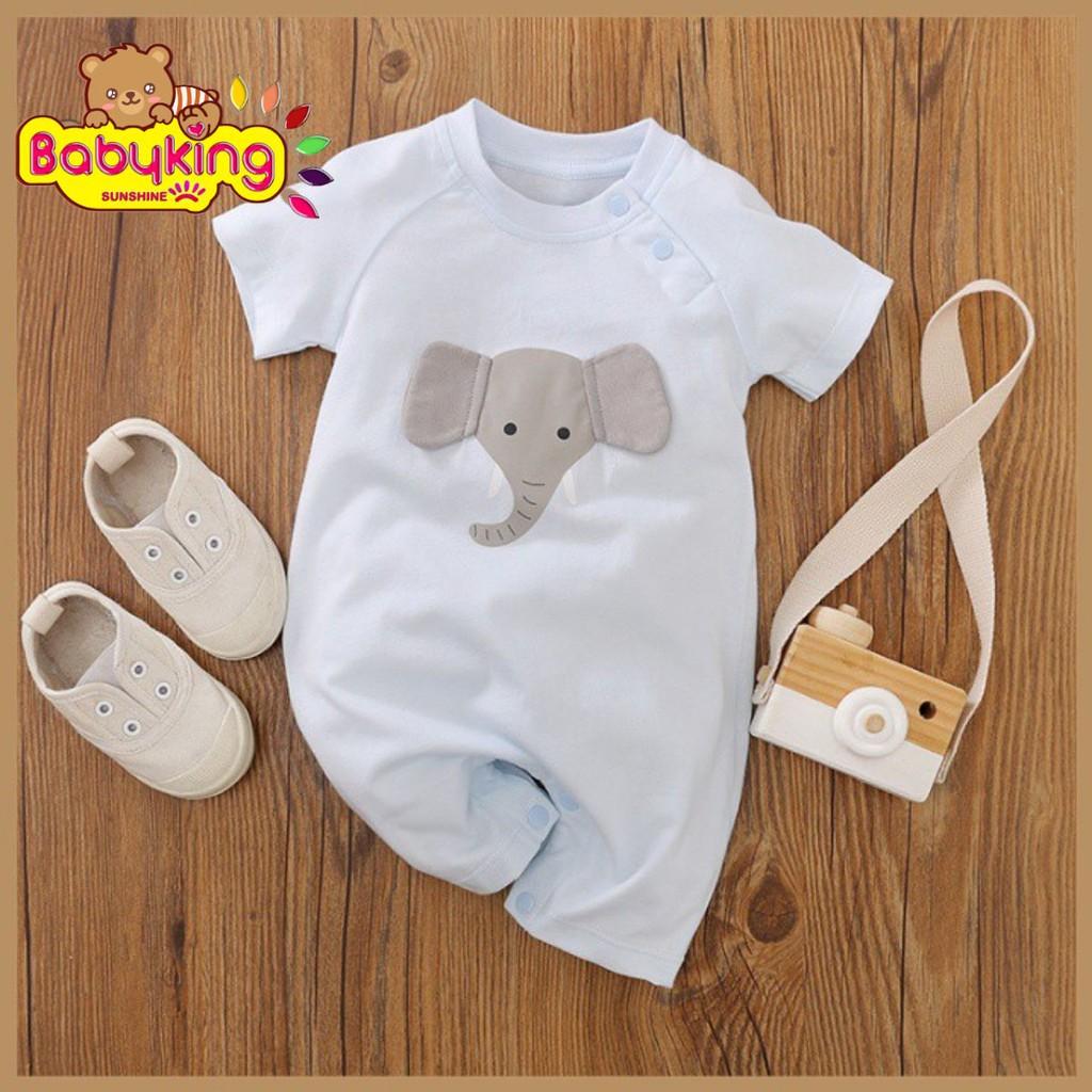 BodySuit,áo liền quần dễ thương ngắn tay kiểu con voi cho bé, cotton 100%,thương hiệu Aiueo Nhật Bản.