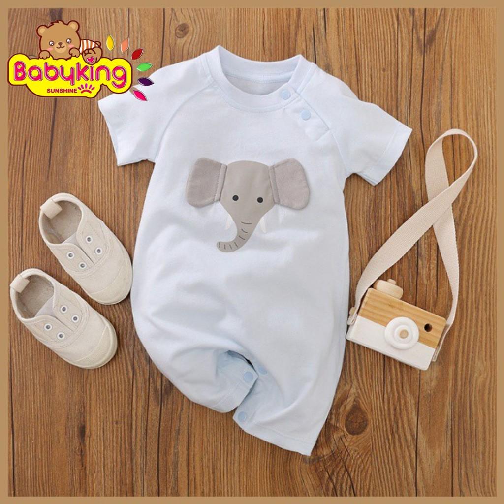 BodySuit,áo liền quần dễ thương ngắn tay kiểu con voi cho bé(3026), cotton 100%,thương hiệu Aiueo Nhật Bản