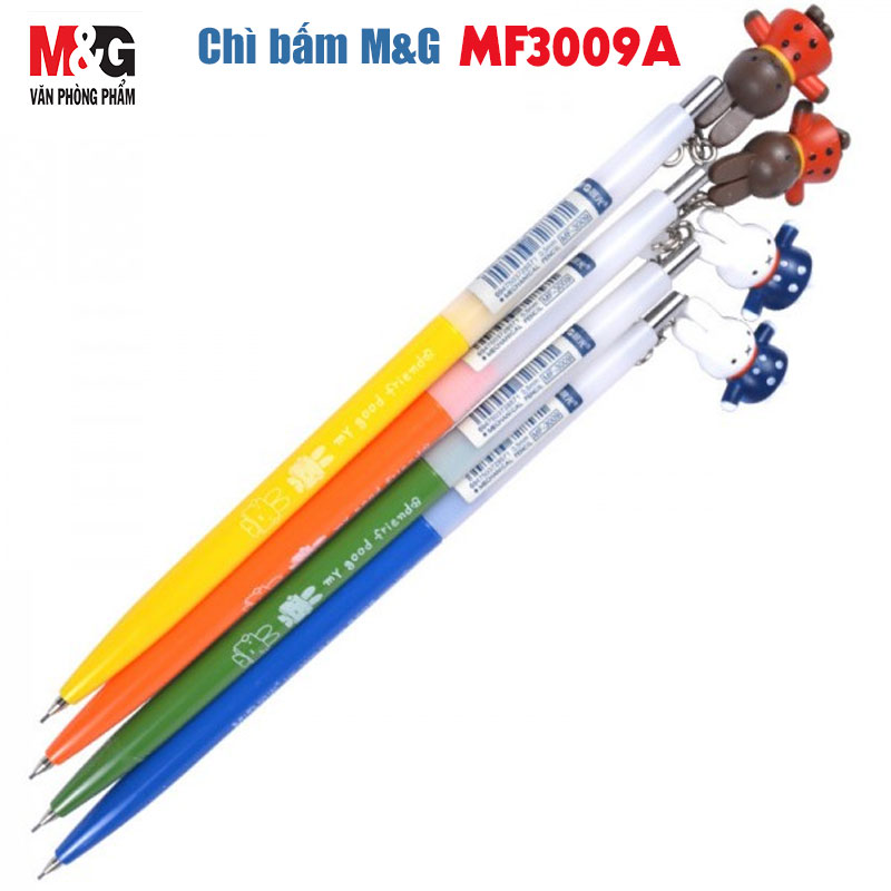 Combo 3 cây Bút chì bấm M&amp;G MF3009A có treo hình Thỏ 0.5mm (màu ngẫu nhiên)