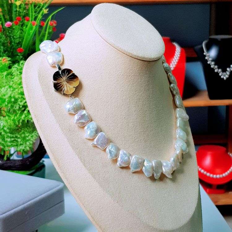Vòng Cổ Ngọc Trai Tự Nhiên Cao Cấp - Chuỗi Đơn Hoa Baroque - Trang Sức Cô Tấm - BARON PEARL - CTJ3911 - Trắng