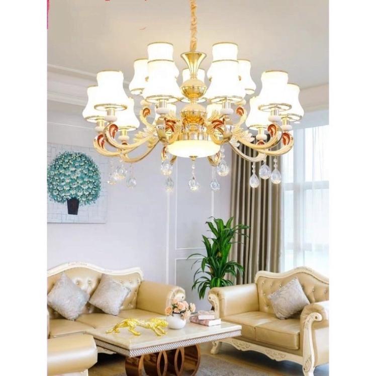 Đèn Chùm 15 Tay Đá Đúc Đặc thích hợp tô điểm Phòng Khách, Nhà Hàng, Khách Sạn DDT