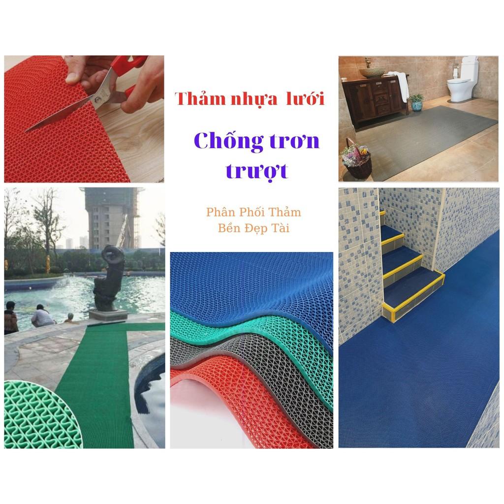 Thảm Nhựa Lưới Chống Trơn Trượt Dày PVC Lót Sàn Nhà Tắm, Nhà Xe, Hồ Bơi 90x50cm