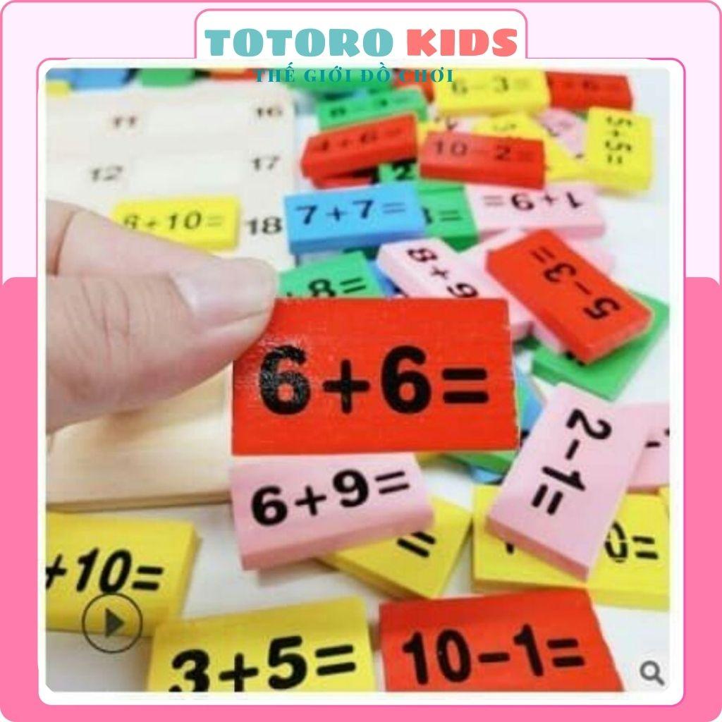 Bộ đồ chơi bằng gỗ Domino 110 quân toán học giáo dục xếp hình lắp ghép thông minh trí tuệ cho bé trai gái