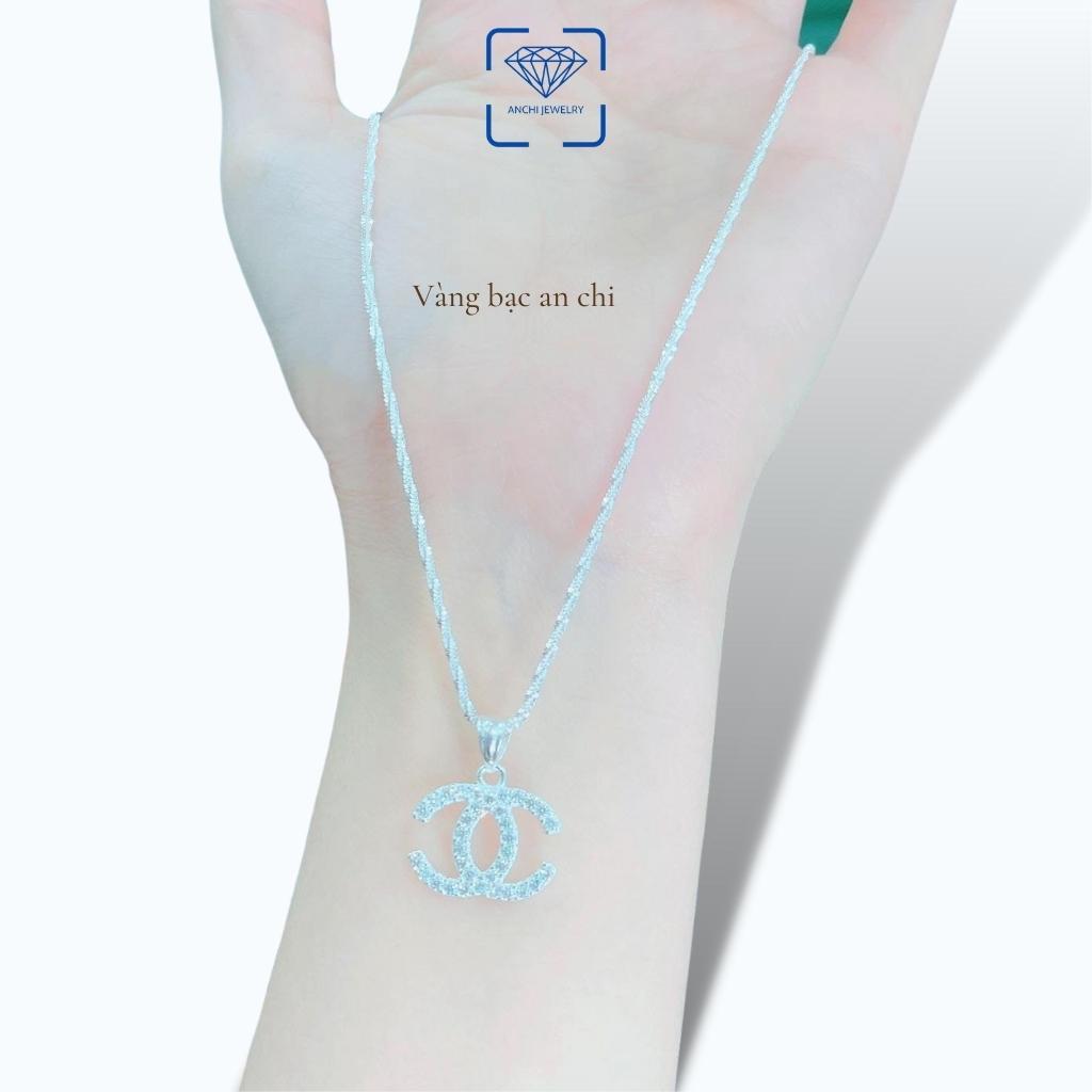 Dây chuyền bạc nữ kèm mặt hình chữ X đính đá trẻ trung thanh lịch, trang sức Anchi jewelry