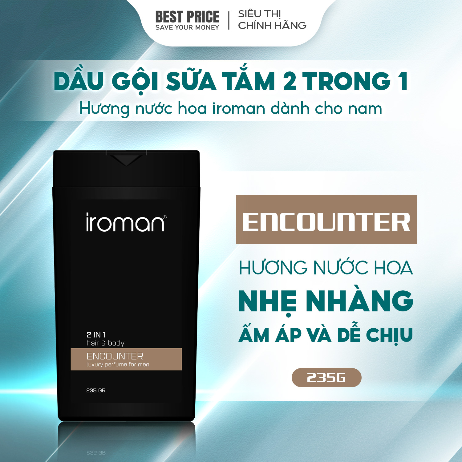 Combo 3 chai tắm gội 2in1 Iroman hương nước hoa cho nam thơm lâu ngăn giàu giảm rụng 705G