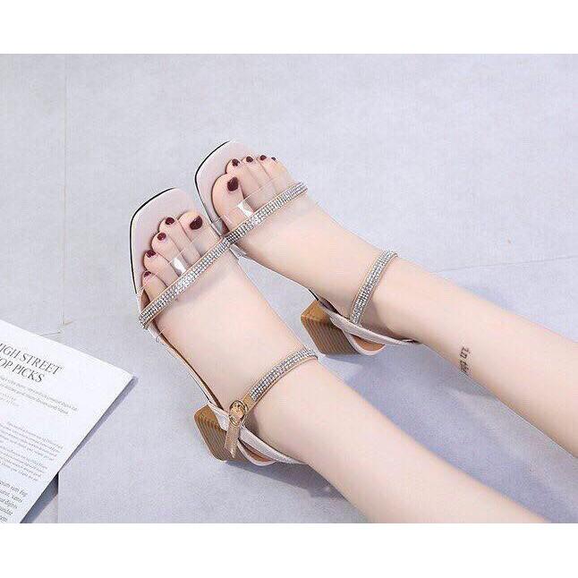 Giày cao gót sandal 5cm bản trong phối xoàn