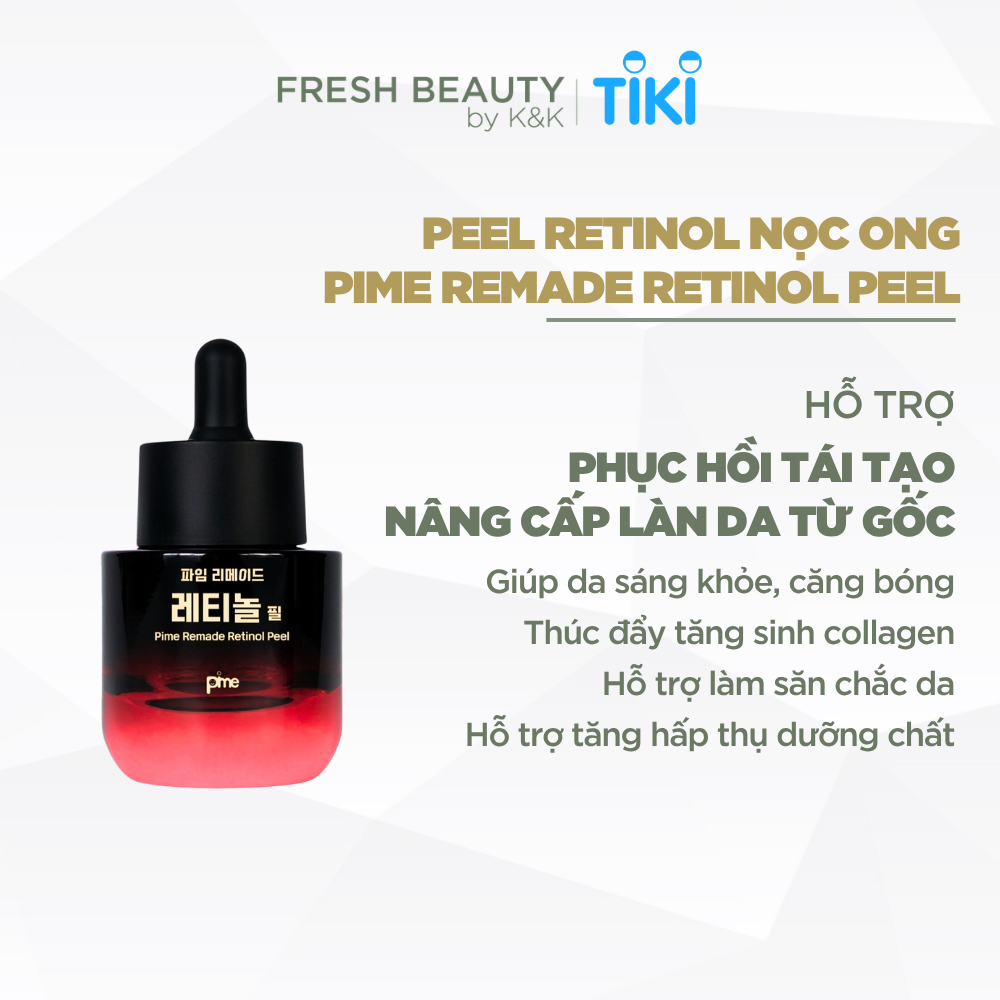 Pime Remade Retinol Peel hỗ trợ tái tạo da, trẻ hóa da, làm sáng da, cải thiện độ săn chắc và giảm dấu hiệu lão hóa 30ml