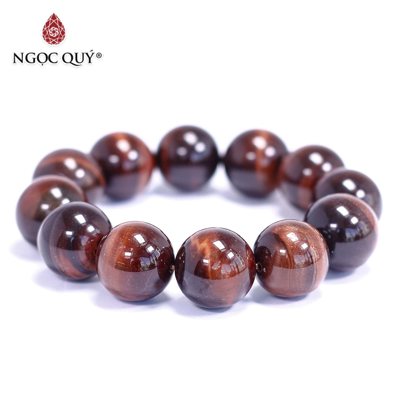 Vòng tay đá thạch anh mắt hổ nâu đỏ size hạt 18mm mệnh hỏa, thổ - Ngọc Quý Gemstones