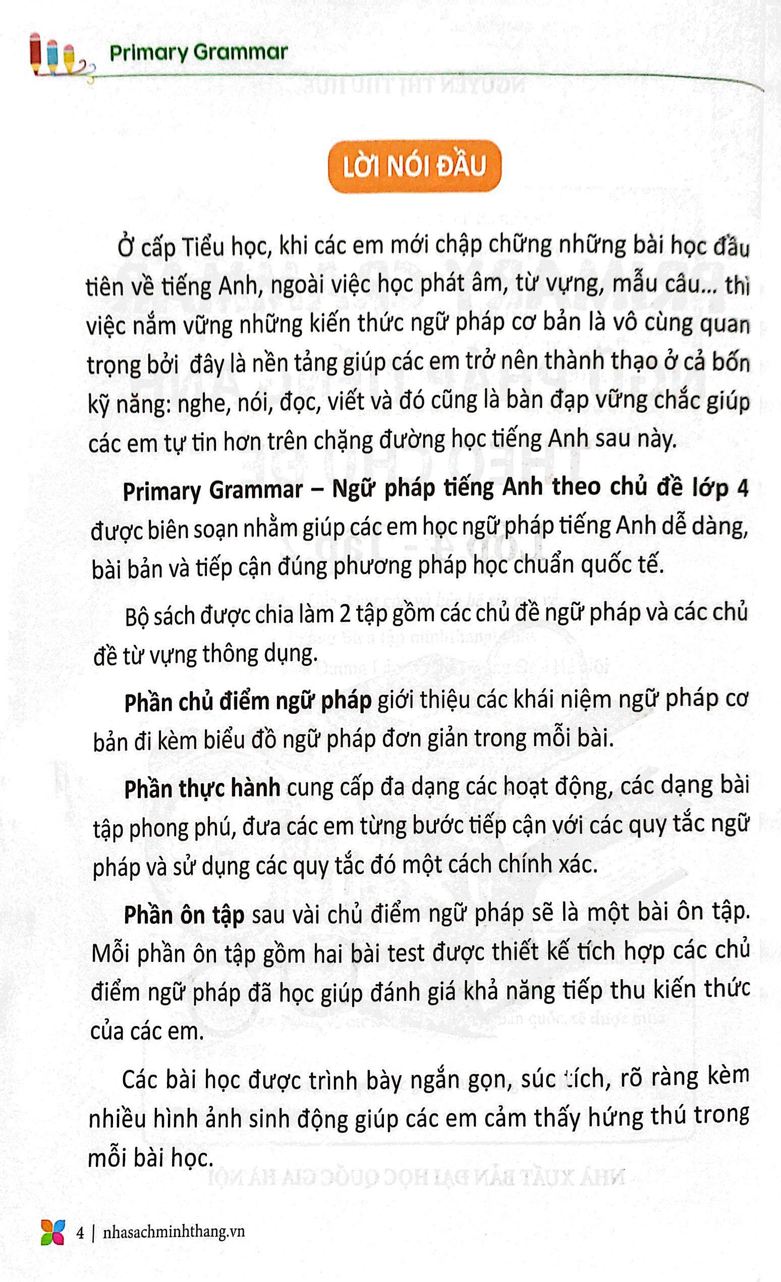 Primary Grammar - Ngữ Pháp Tiếng Anh Theo Chủ Đề Lớp 4 - Tập 2 (Tái Bản 2023)