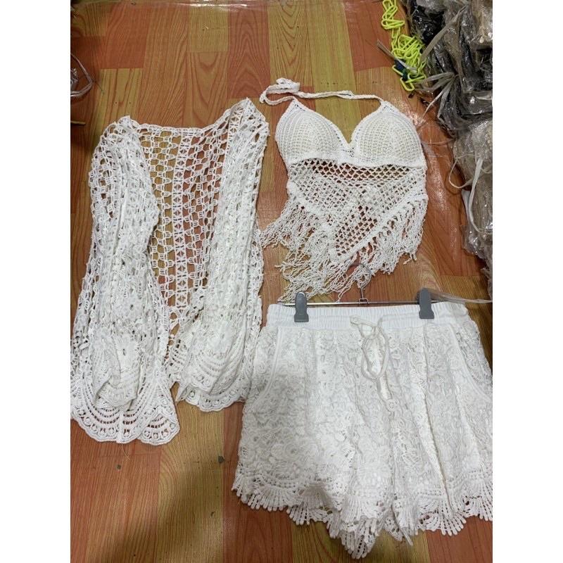 28-Bộ bơi bikini ️Set ren đi biển 3 món sang chảnh( có bán rời)