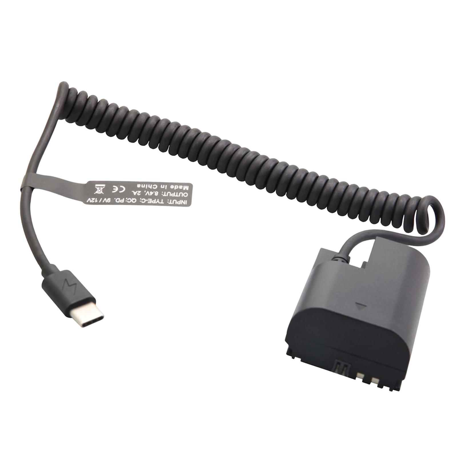Dummy Battery Adapter Spring Cable, Type C/Usb-C to LP E6 for R R5 R6 90D 5D Mark II III IV