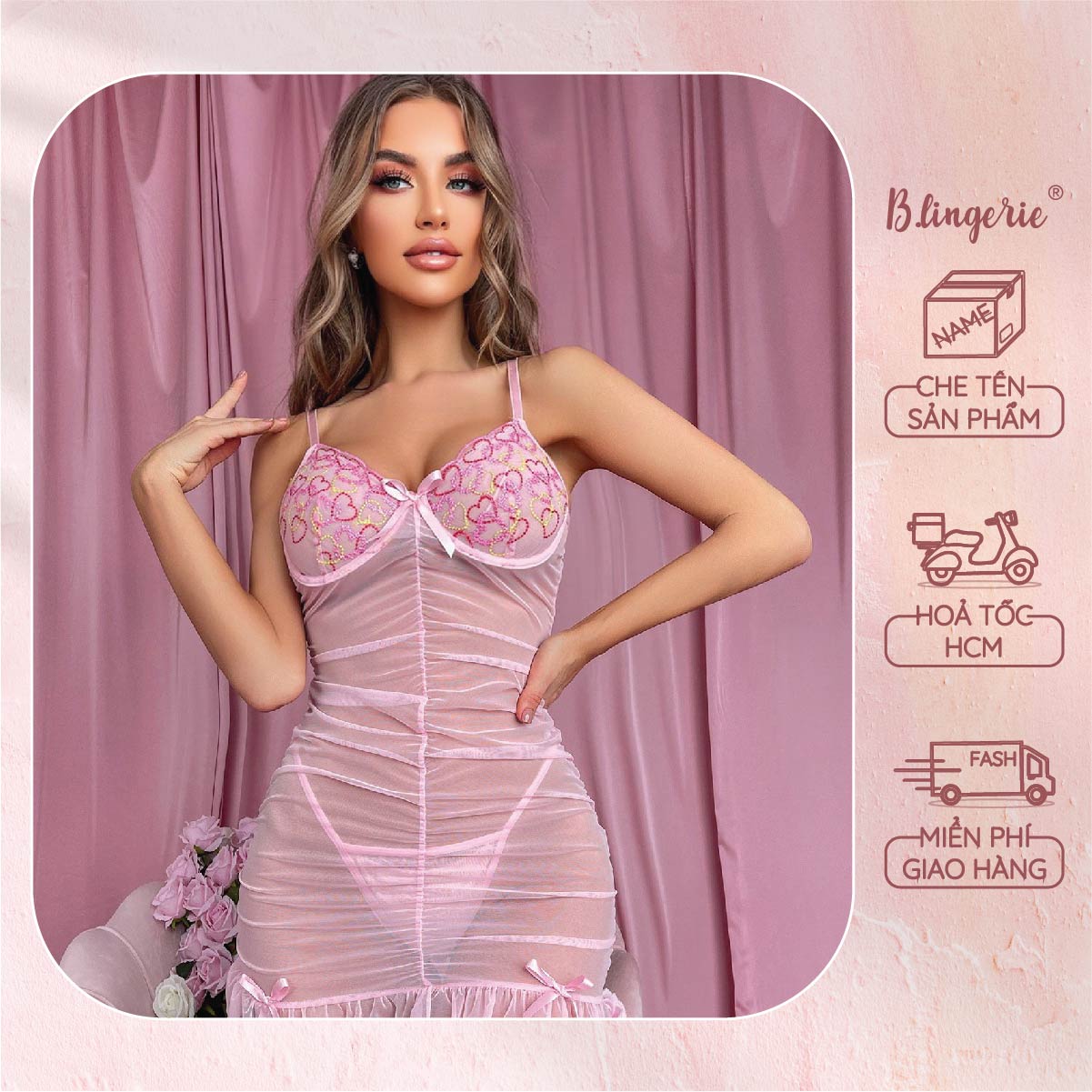 Váy Ngủ Ren Hai Dây Ngọt Ngào - B.Lingerie