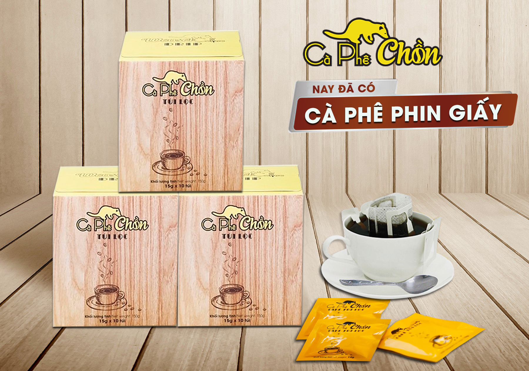 Cà Phê Chồn phin giấy - Hộp 10 Gói x 15g