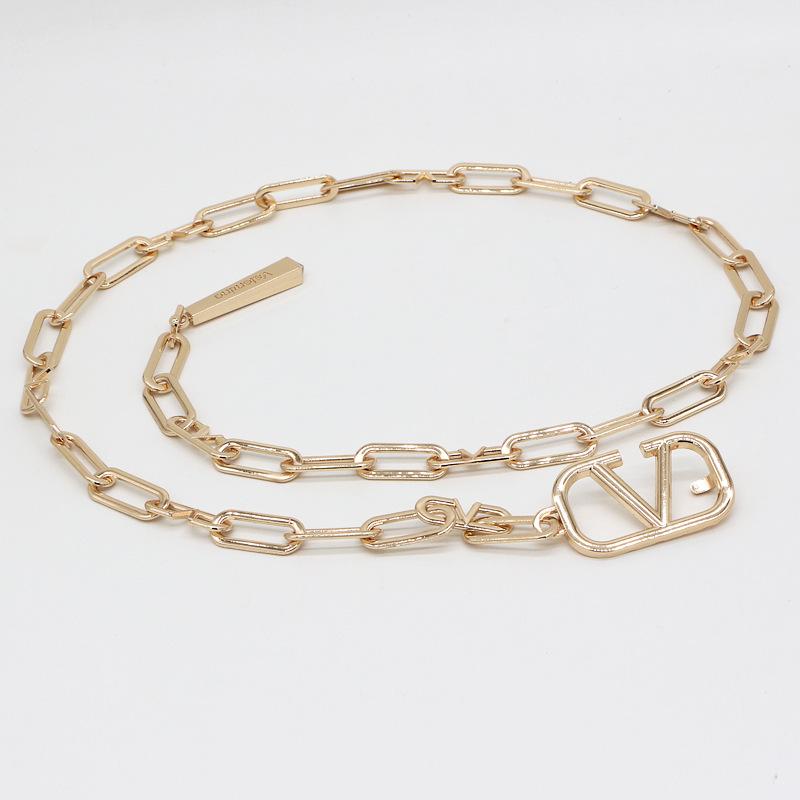 Enron Mới Nữ Chất Lượng Eo Dây Kim Loại V Thư Tua Rua Thiết Kế Đầm Đầm Thời Trang Mặt Dây Thắt Lưng