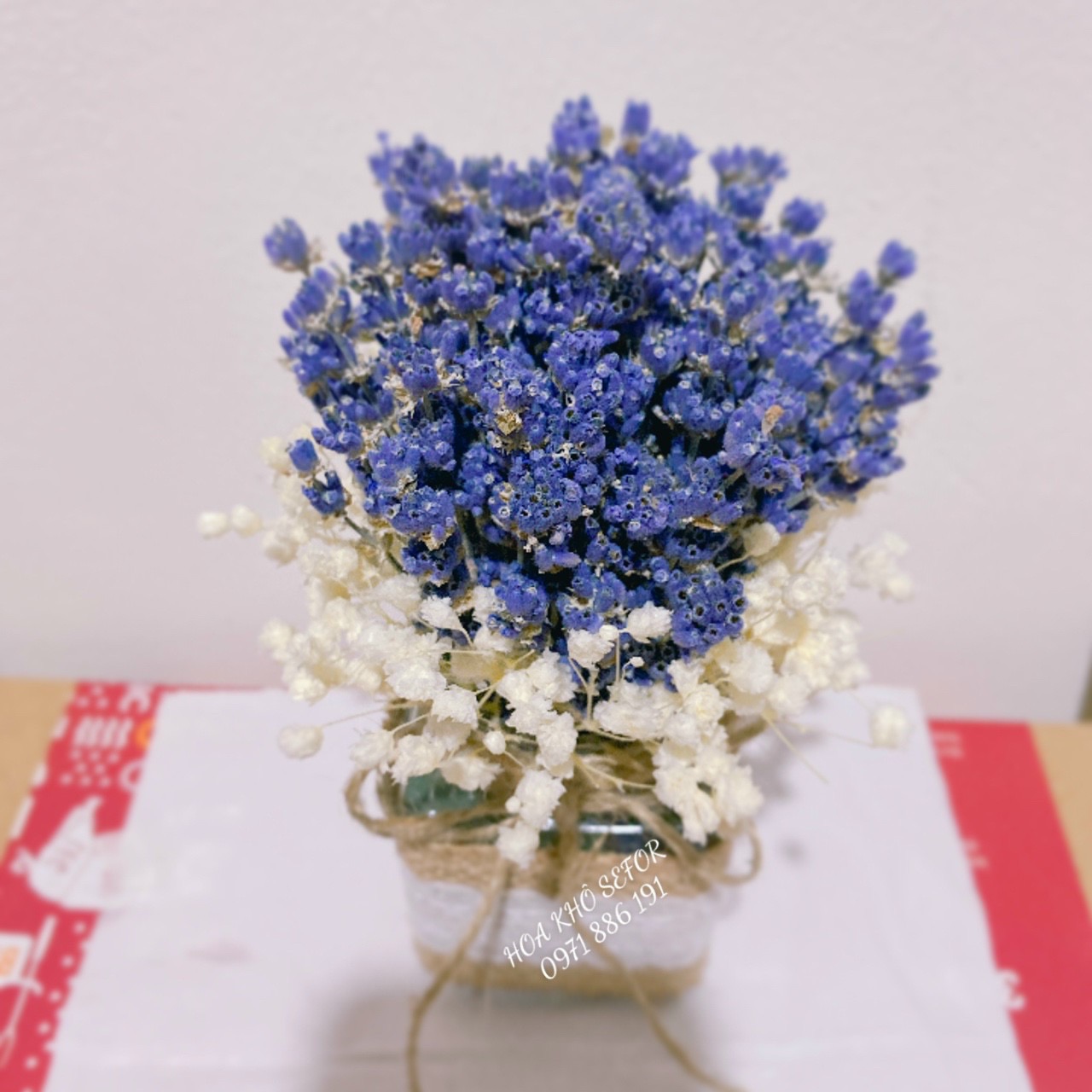 Hoa khô Lavender ️Lọ hoa Lavender để bàn, làm quà tặng