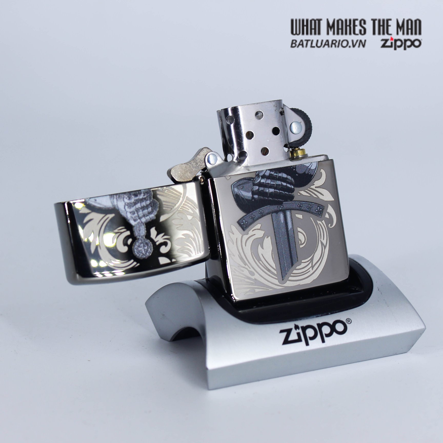 Bật Lửa Zippo 49127 – Zippo Knights Glove Design Black Ice