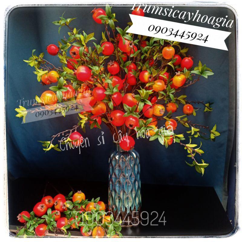 Cành lựu 7 quả mô phỏng cao 85cm giống thật - Cây giả