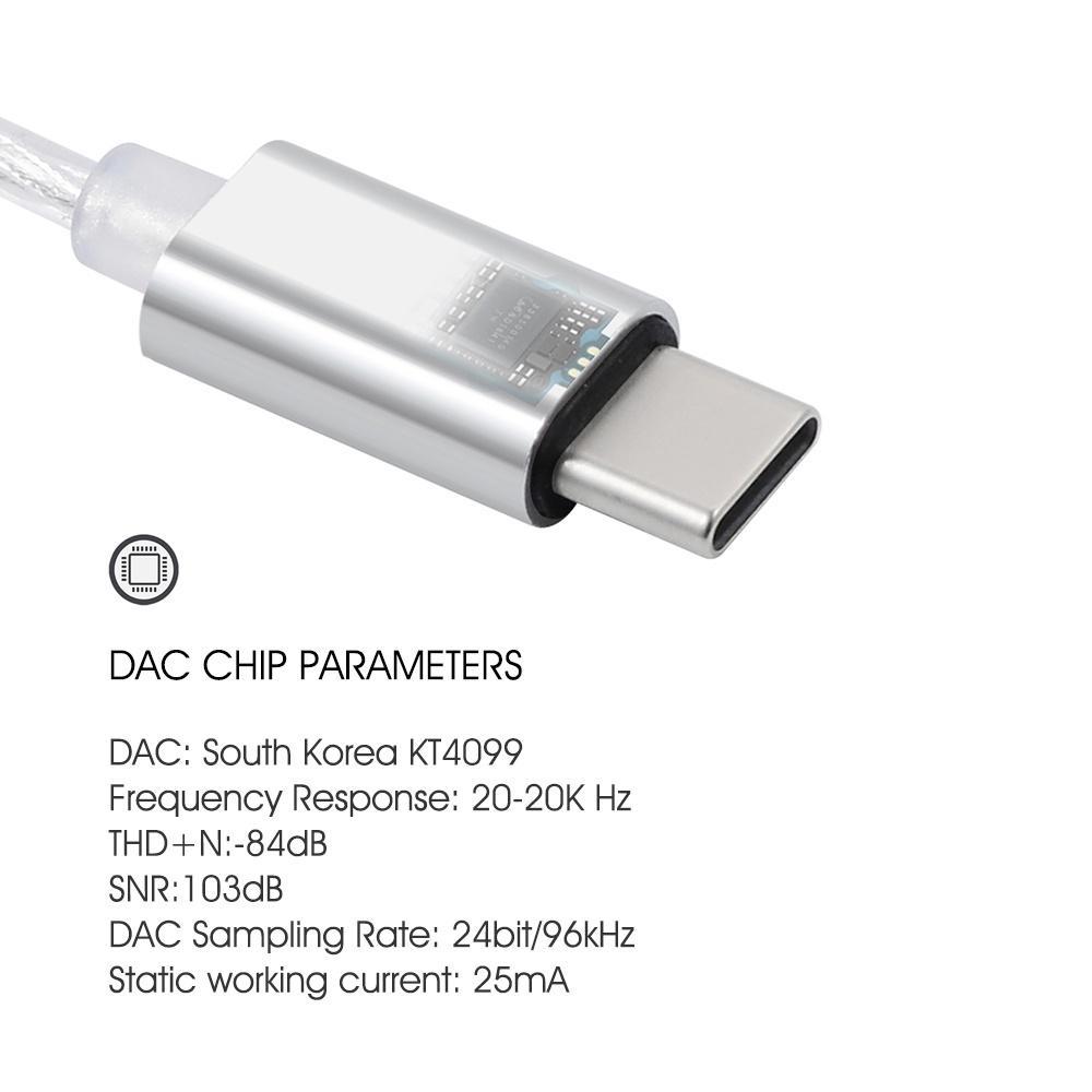Dây Cáp Âm Thanh HiFi KT4099 Chuyển Từ Cổng Type-C Sang Cổng 3.5mm