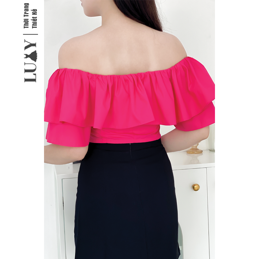 Áo croptop trễ vai LUXY A30030 trendy, phong cách sang chảnh dự tiệc