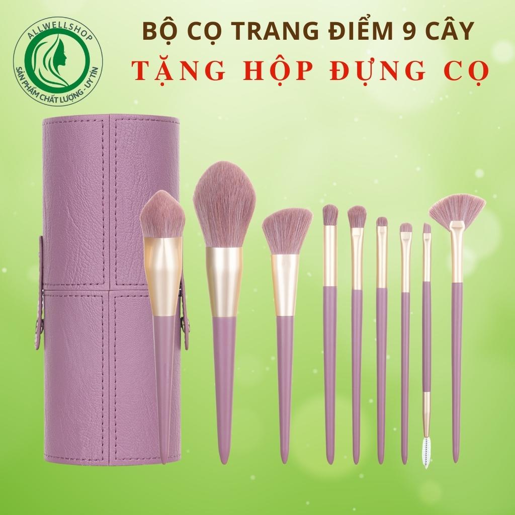 Bộ Cọ Trang Điểm 9 Cây AW01 Cao Cấp Lông Siêu mềm mịn, Bám Phấn hiệu quả, Phù Hợp  Mọi Loại Da, Không Gây Khó Chịu Cho Người Dùng, Có Túi Hộp Da Nhỏ Gọn, Tiện Dụng Đầy Đủ  Cọ với Chức Năng Makeup Hiệu Quả, Cầm Thoải Mái, Dễ Sử Dụng.