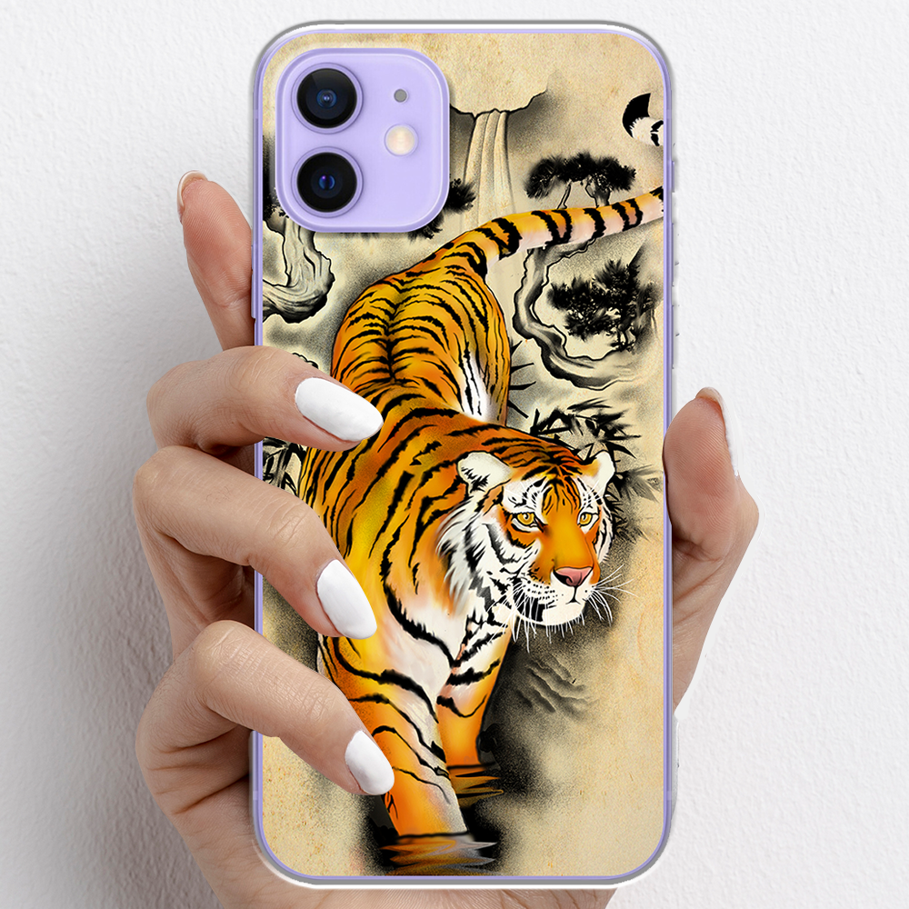 Ốp lưng cho iPhone 12, iPhone 12 Mini nhựa TPU mẫu Cọp tranh vẽ