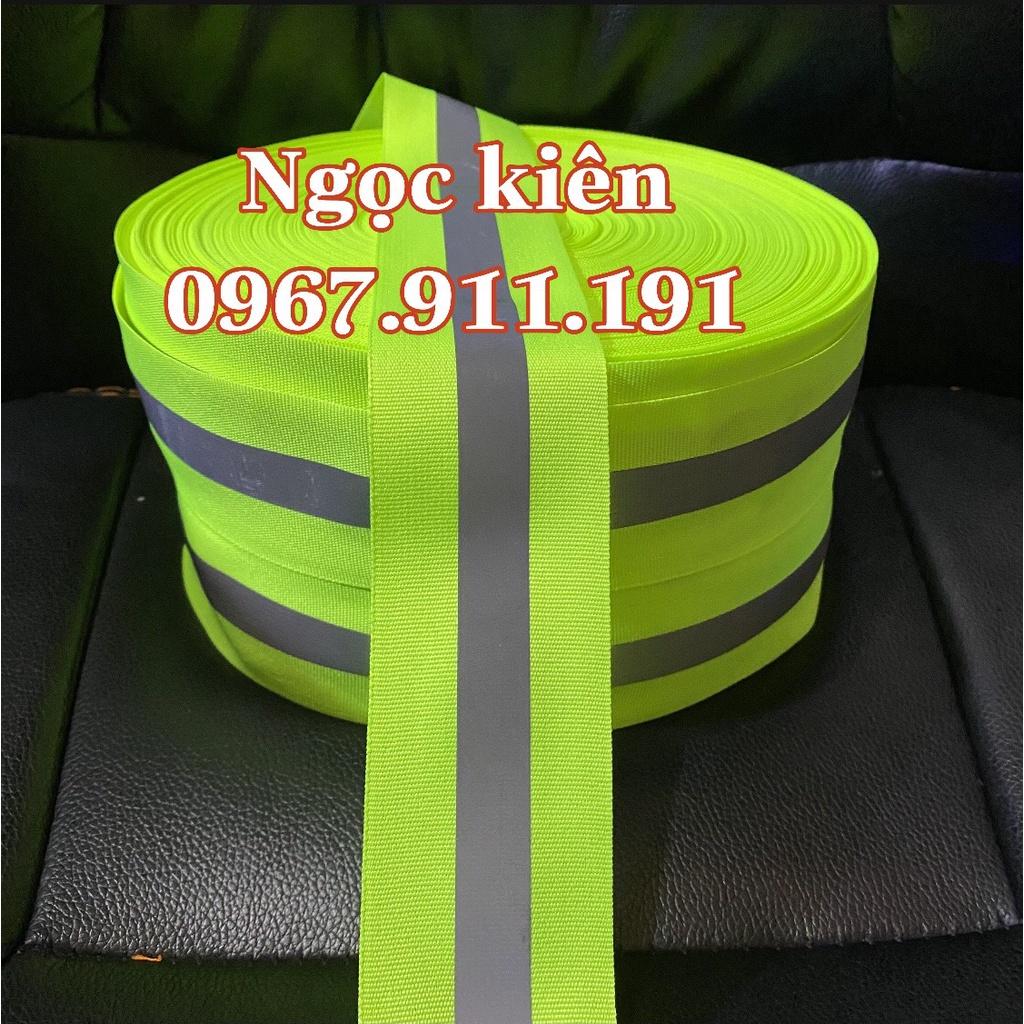 Cuộn dây phản quang vải sọc ghi bản rộng 5cm dài 100m ( màu xanh )