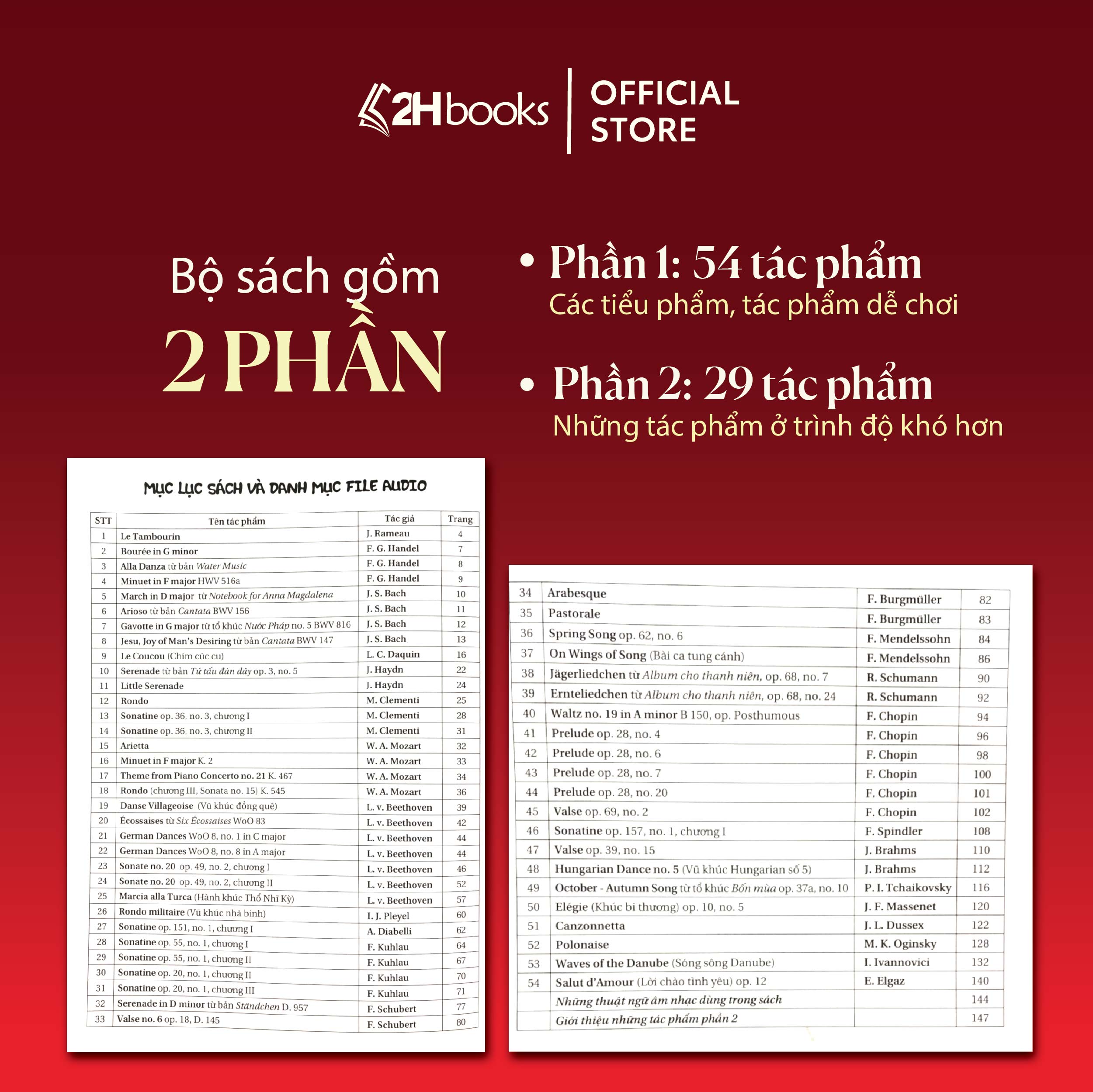 Sách Piano cổ điển, Tuyển tập tác phẩm Piano Cổ điển Lãng Mạn (83 tác phẩm nổi tiếng) - 2H Books