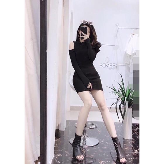 Váy len body xẻ vai Simee