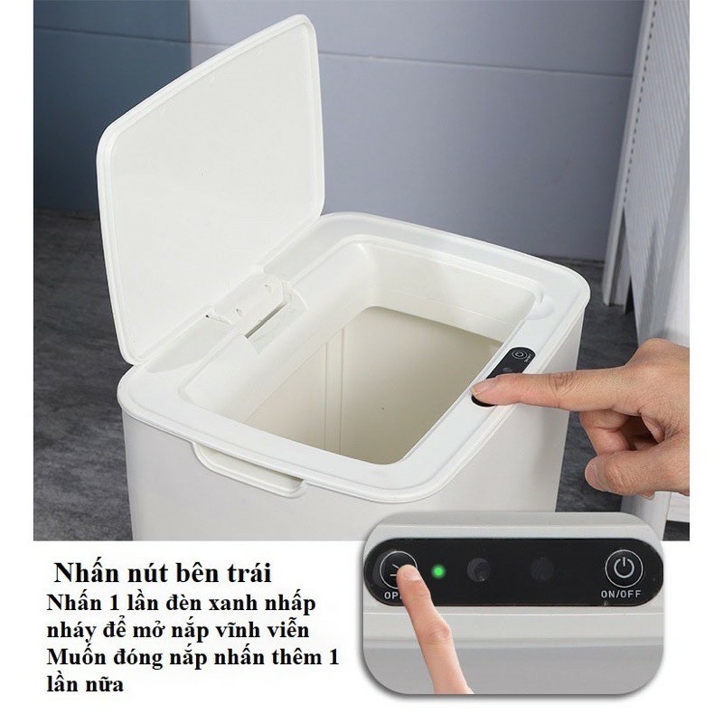 Thùng Rác Smart Thông Minh Cảm Ứng Tự Động Đóng Mở 16L ( Sạc Tích Điện ) - HÀNG CHÍNH HÃNG MINIIN