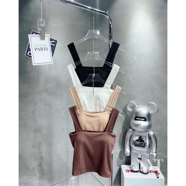 Áo Croptop Cổ Vuông Có Sẵn Mút Ngực Chất Co Giãn, Áo Bra Cổ Vuông (ẢNH THẬT+VIDEO)