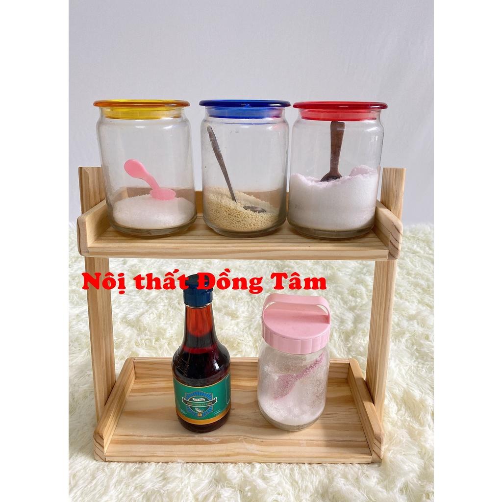 Kệ gia vị 2 tầng gỗ thông nhập khẩu