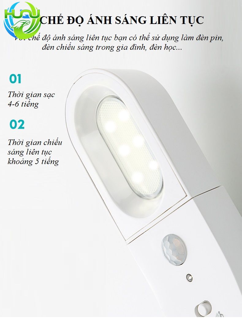 Đèn Cảm Ứng Huqu Tích Hợp Chế Độ Sáng Liên Tục HQ-L01-Đèn Led Cảm Biến Thông Minh-Hàng Chính Hãng