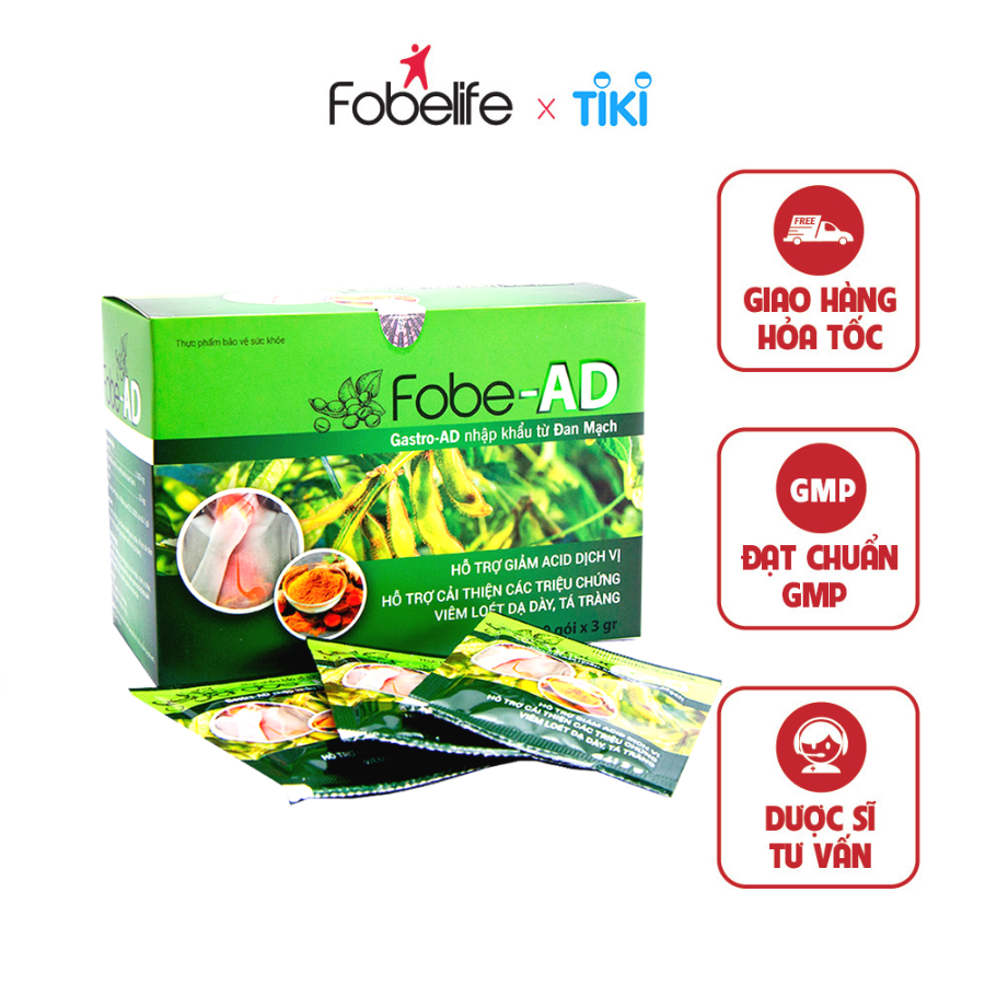 Gói Bột Uống Giảm Nhanh Ợ Nóng Ợ Chua Trào Ngược Dạ Dày Fobe-AD .