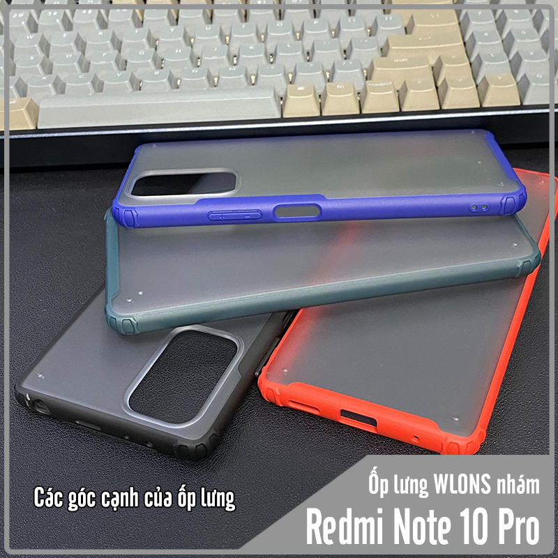 Ốp lưng chống sốc cho Xiaomi Redmi Note 10 Pro nhám viền màu