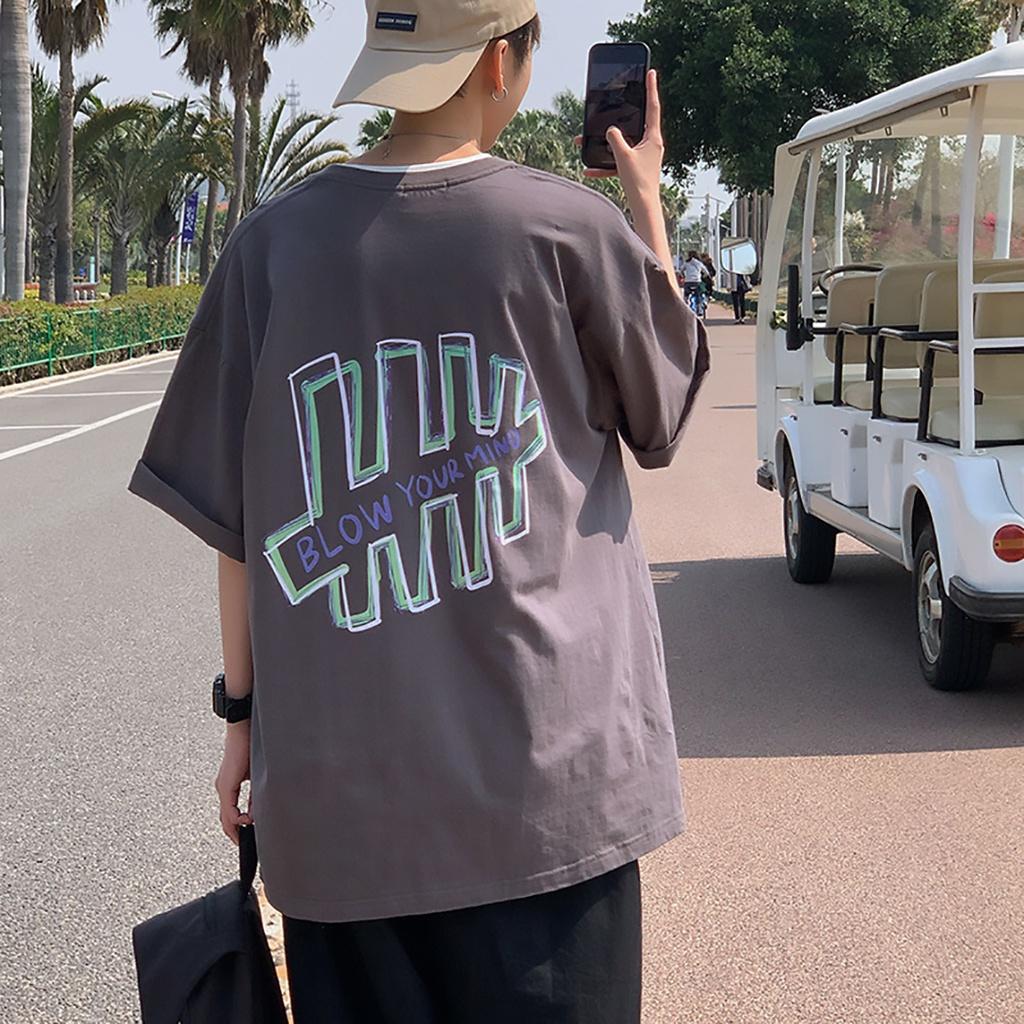 Áo thun nam form rộng, tay lỡ, cổ tròn, chất liệu vải cotton cao cấp, kiểu dáng thời trang - xám - Mottolial