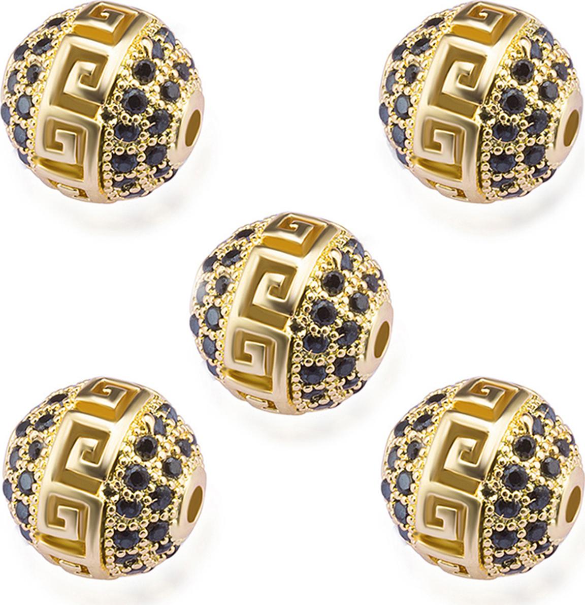 Combo 5 cái Charm hợp kim tròn đính đá có hoa  văn xỏ ngang - Ngọc Quý Gemstones