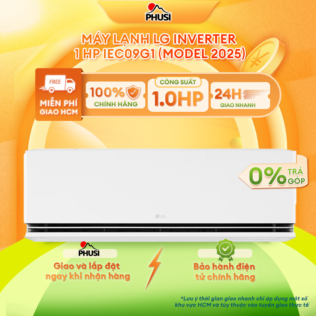 Máy lạnh LG Inverter 1HP IEC09G1/ 1.5HP IEC12G1/ 2HP IEC18G1/ 2.5 HP IEC24G1 - Hàng Chính Hãng - Mới 100