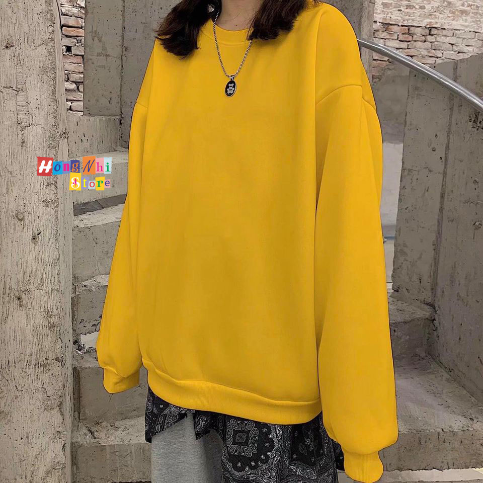 Áo Sweater Trơn Chất Nỉ Lót Bông Màu Vàng - Sweater Unisex - MM