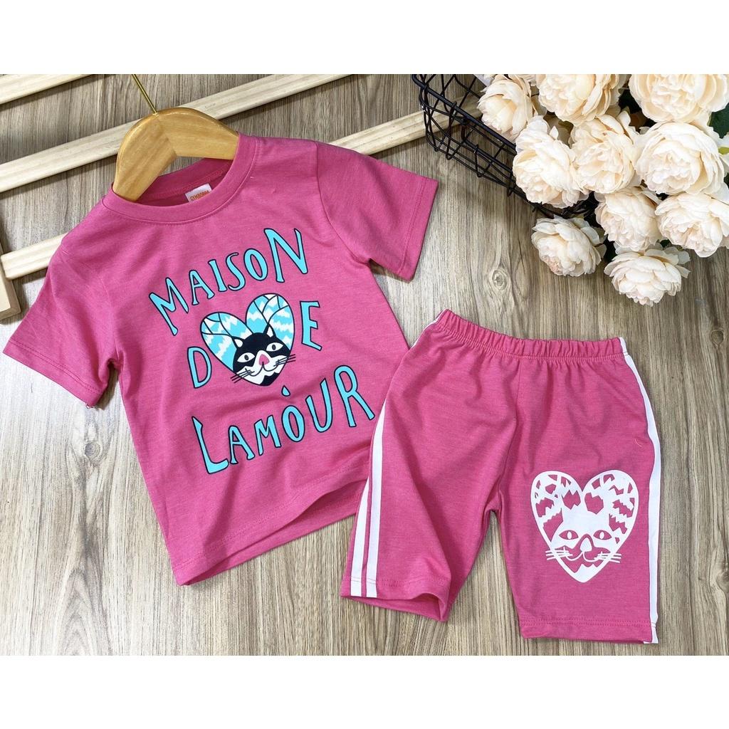 SALE HOT Bộ ngố cotton màu in hình siêu đẹp cho bé gái 9 đến 24kg - Bộ quần áo trẻ em